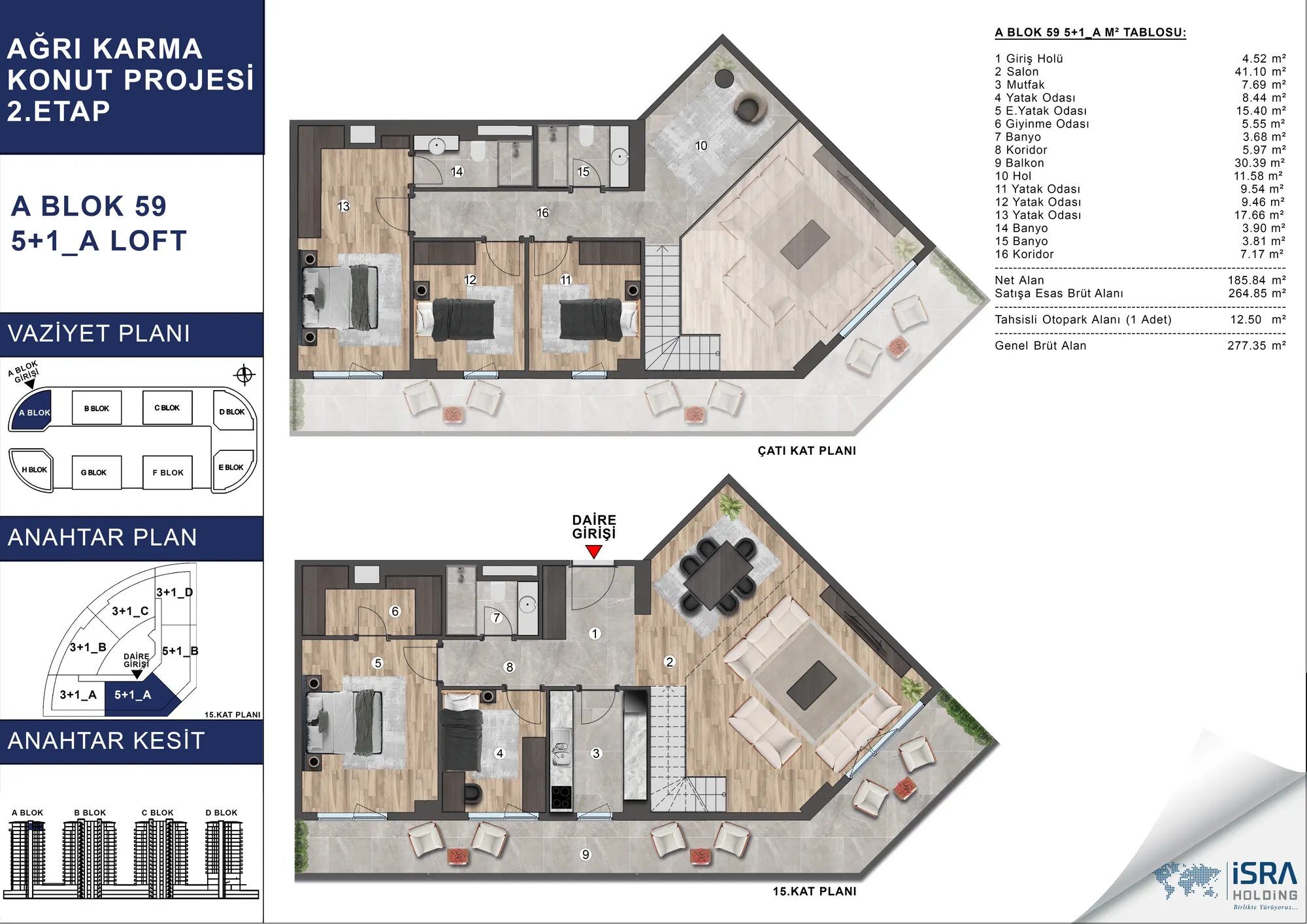 V Premium Ağrı A Blok 5+1 Loft kat planı — A tipi
