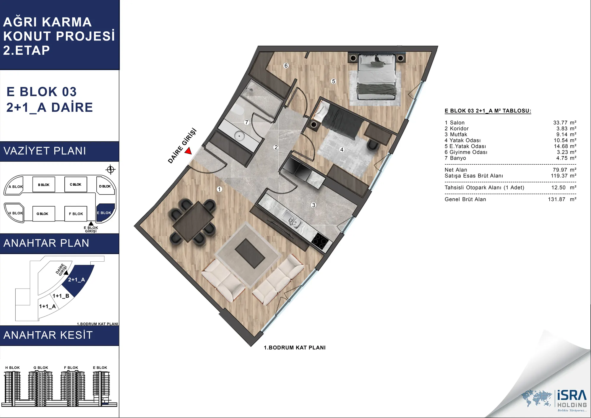 V Premium Ağrı E Blok 2+1 Daire kat planı — A tipi