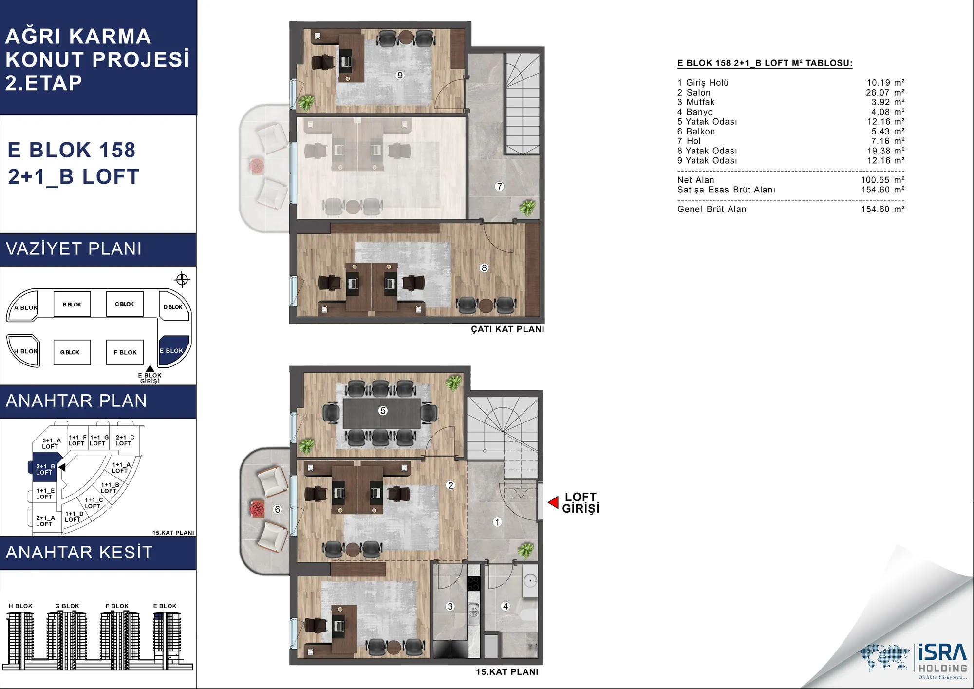 V Premium Ağrı E Blok 2+1 Loft kat planı — B tipi
