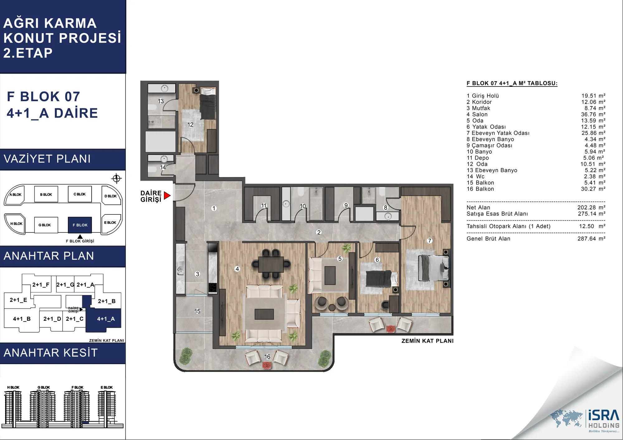 V Premium Ağrı F Blok 4+1 Daire kat planı — A tipi