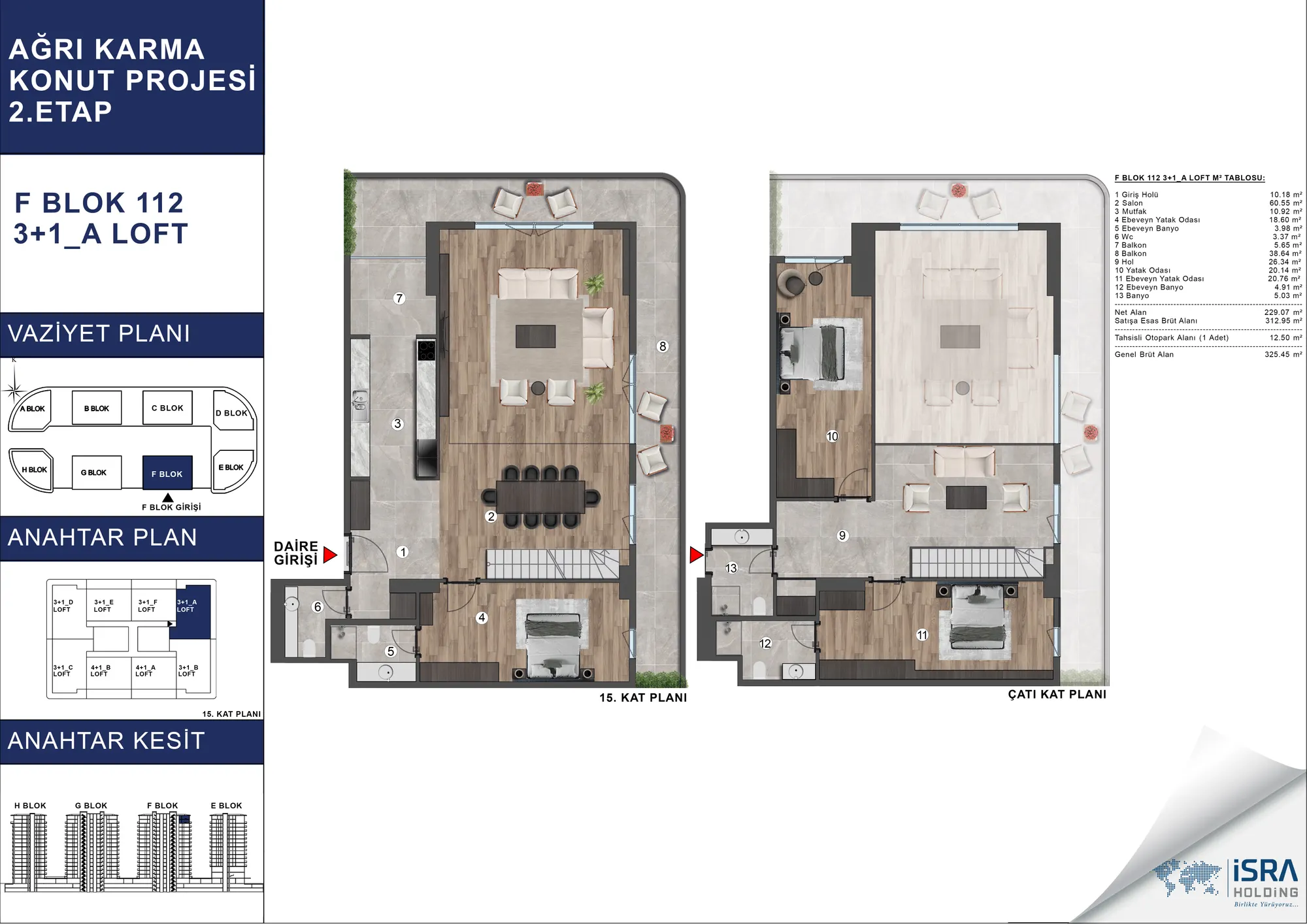 V Premium Ağrı F Blok 3+1 Loft kat planı — A tipi
