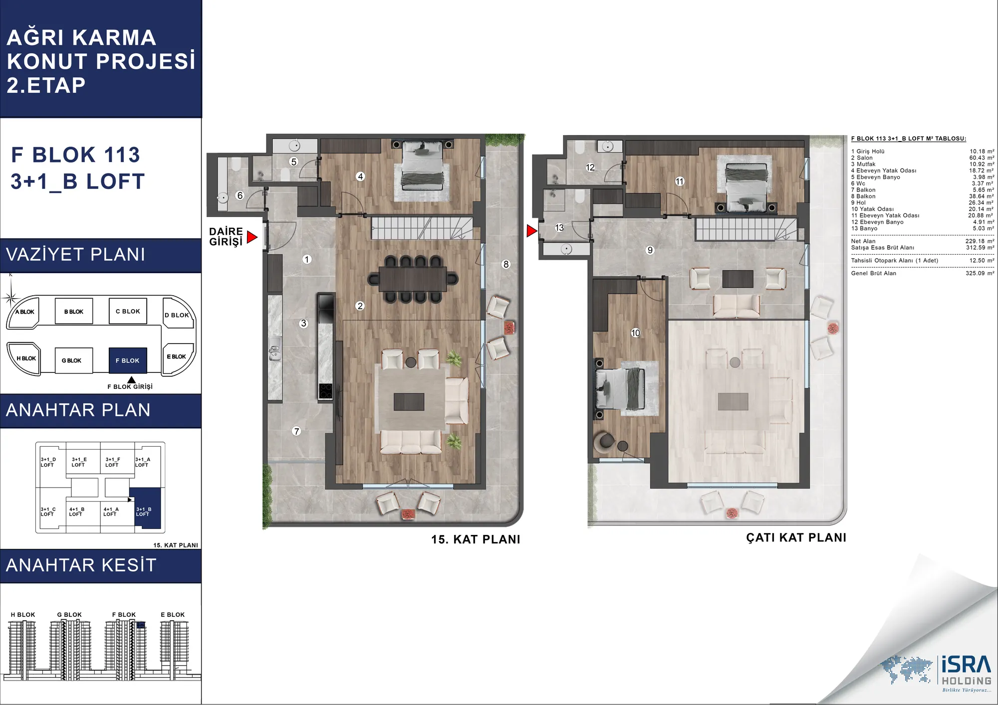 V Premium Ağrı F Blok 3+1 Loft kat planı — B tipi