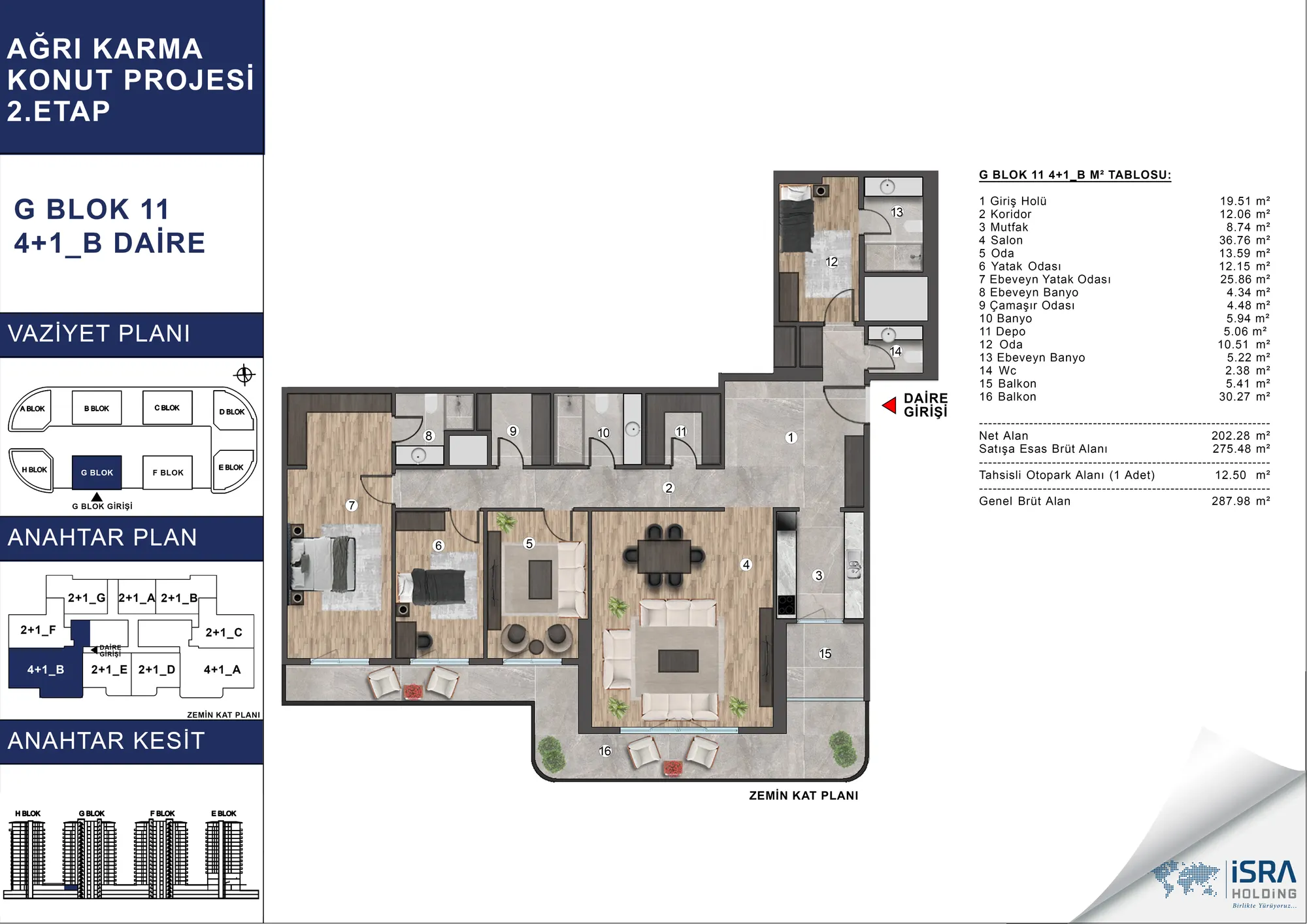 V Premium Ağrı G Blok 4+1 Daire kat planı — B tipi